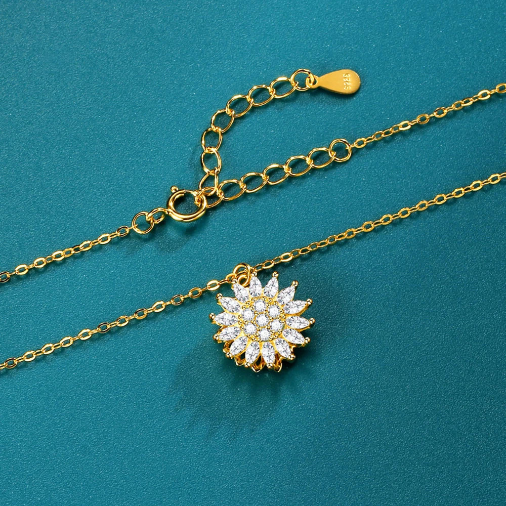 Rotating Sunflower pendant necklace 925 Sterling Silver Fine Fashion Jewelry for Lady
Rotating Sunflower pendant necklace 925 Sterling Silver Fine Fashion Jewelry for Lady