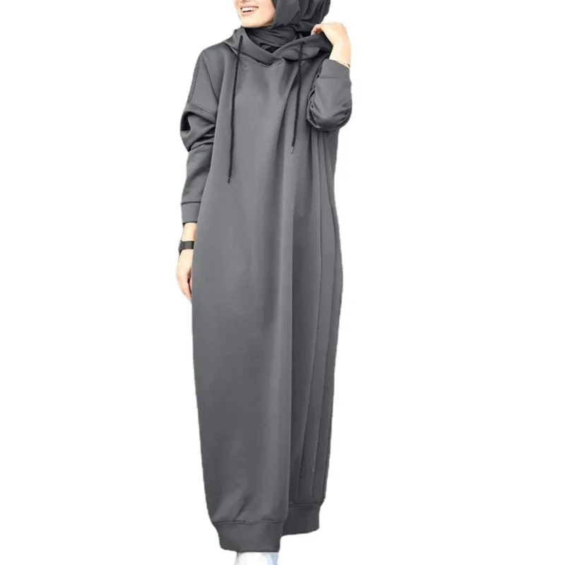 Muslim Women's Solid Color Plush Fabric Hooded Drawstring Loose Casual Pocket Long-sleeved Sweater, As shown
Muslim Women's Solid Color Plush Fabric Hooded Drawstring Loose Casual Pocket Long-sleeved Sweater, As shown