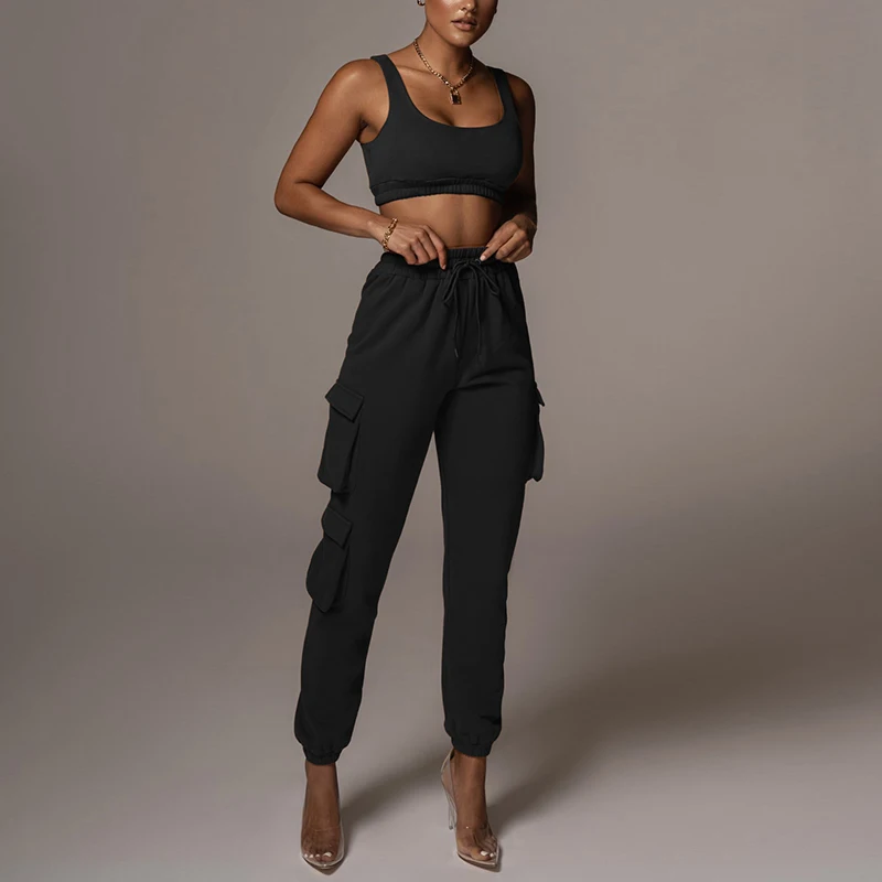 8 Colors Two Piece Pants Set Women Yoga Pants Set Sleeveless Crop Top Drawstring Pocket Sweatpants Winter Casual Clothing
8 Colors Two Piece Pants Set Women Yoga Pants Set Sleeveless Crop Top Drawstring Pocket Sweatpants Winter Casual Clothing