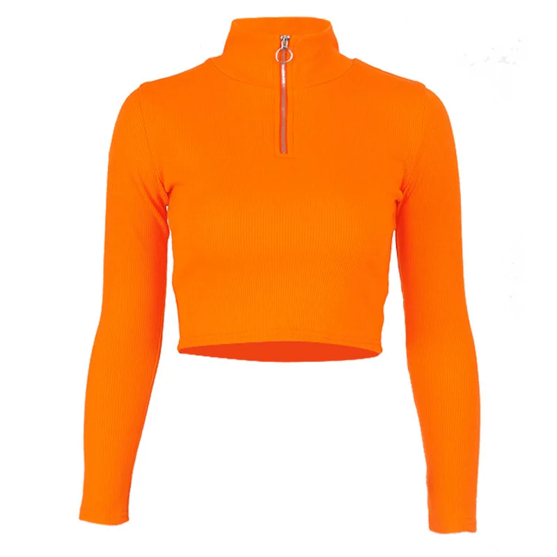 Wholesale Fashion Womens Sexy Half Zip Crop Top Long Sleeve Neon Pullover Womens T-shirt, Picture showed
Wholesale Fashion Womens Sexy Half Zip Crop Top Long Sleeve Neon Pullover Womens T-shirt, Picture showed