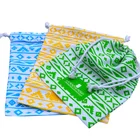 Reusable cotton fabric storage bag small portable pouch drawstring bag silk printing gift bag for promotional
