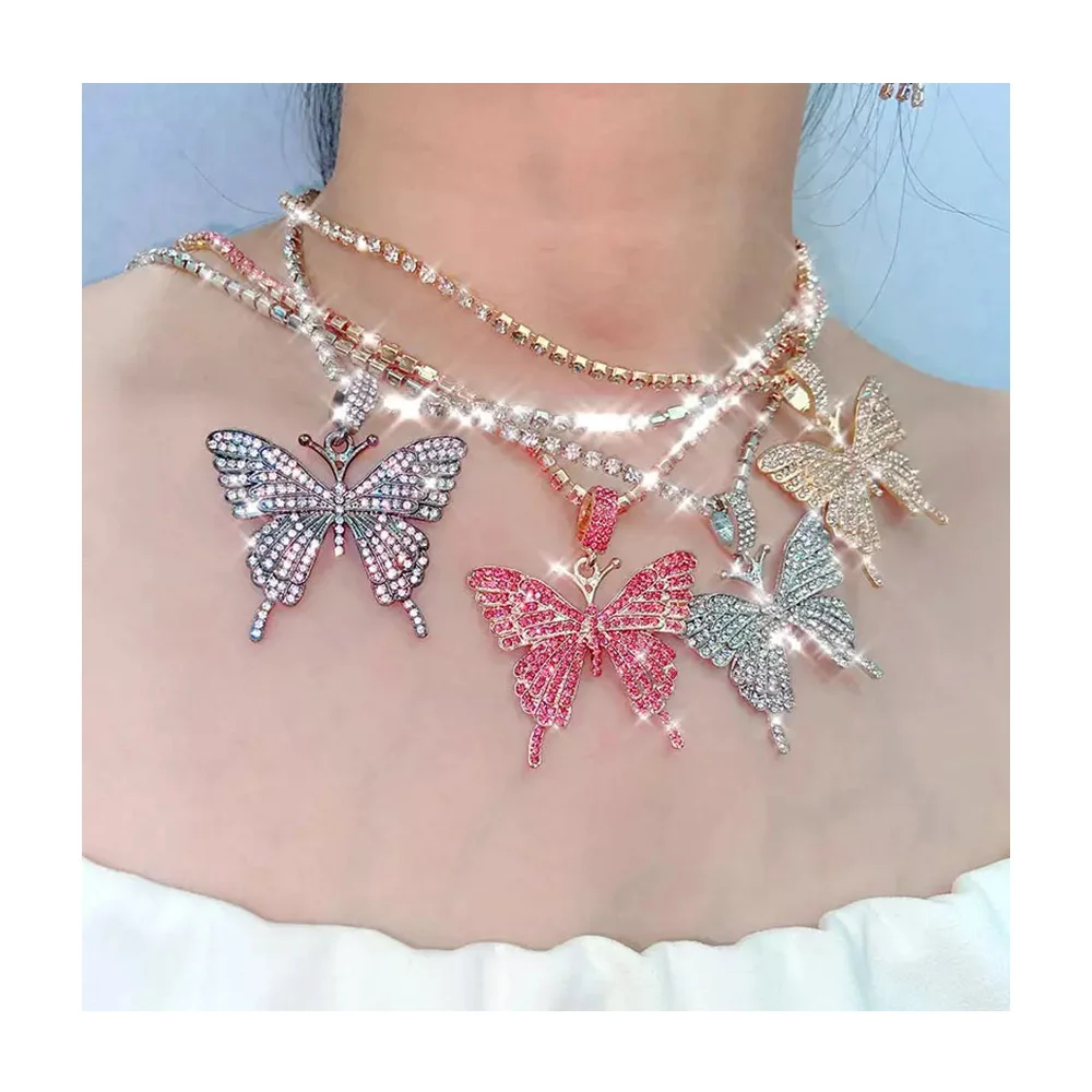 Wholesale Women Stainless Steel Silver Rose Gold Plated Crystal CZ Butterfly Tennis Choker Jewelry Charm Butterfly Necklaces, Pic
Wholesale Women Stainless Steel Silver Rose Gold Plated Crystal CZ Butterfly Tennis Choker Jewelry Charm Butterfly Necklaces, Pic