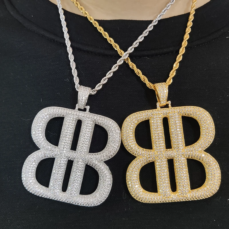 Iced Out Hip hop cool rapper label Gold and silver exaggerated big double B letter personality unique designer pendant necklace
Iced Out Hip hop cool rapper label Gold and silver exaggerated big double B letter personality unique designer pendant necklace