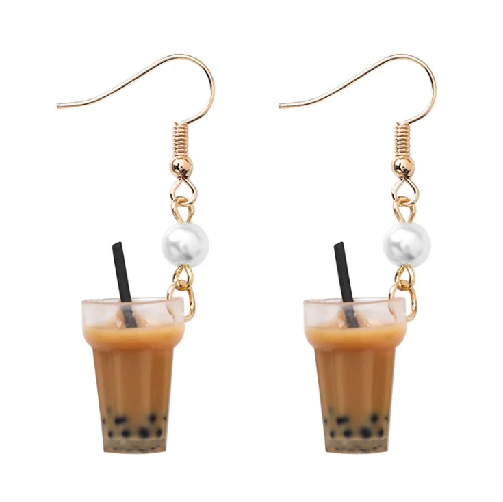 Personality Pearl Milk Tea shop Earrings Fashion Handmade Ear Hook Ear Jewelry, Creative Unique resin Bubble Tea Drop Earrings
Personality Pearl Milk Tea shop Earrings Fashion Handmade Ear Hook Ear Jewelry, Creative Unique resin Bubble Tea Drop Earrings