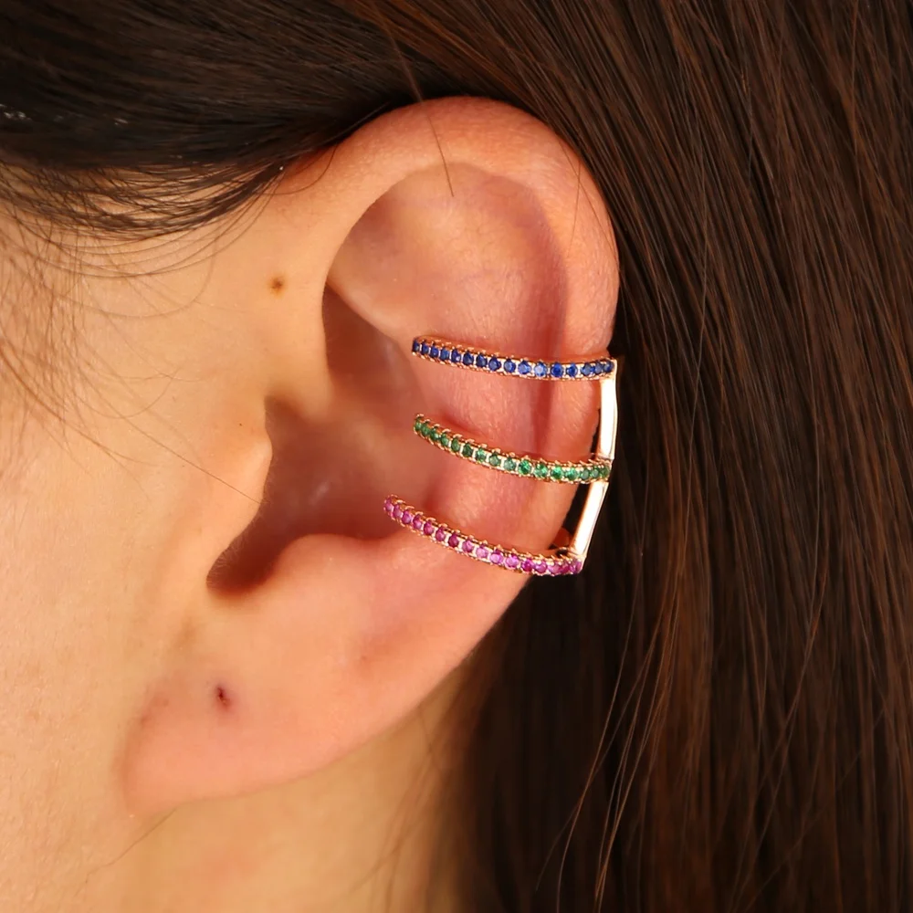 1 PCS Earrings for Women Trendy Small Round Ear Cuff Gold 3 Rows Rhinestone CZ Clip Earrings Without Piercing 
1 PCS Earrings for Women Trendy Small Round Ear Cuff Gold 3 Rows Rhinestone CZ Clip Earrings Without Piercing