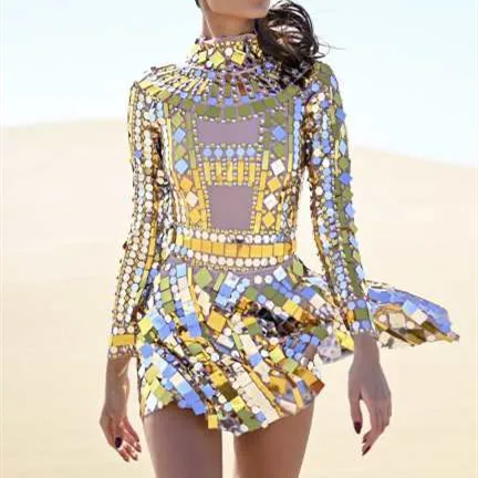 Sexy Gold Bling Glitter Sequins Bodysuit A Line Skirt Birthday Prom Dress Women Stage Performance Dance Costume Sexy Club Dress
Sexy Gold Bling Glitter Sequins Bodysuit A Line Skirt Birthday Prom Dress Women Stage Performance Dance Costume Sexy Club Dress