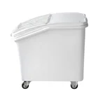 102L Kitchen Plastic Storage Bin With Wheel and Lids for Rice Flour Ingredient