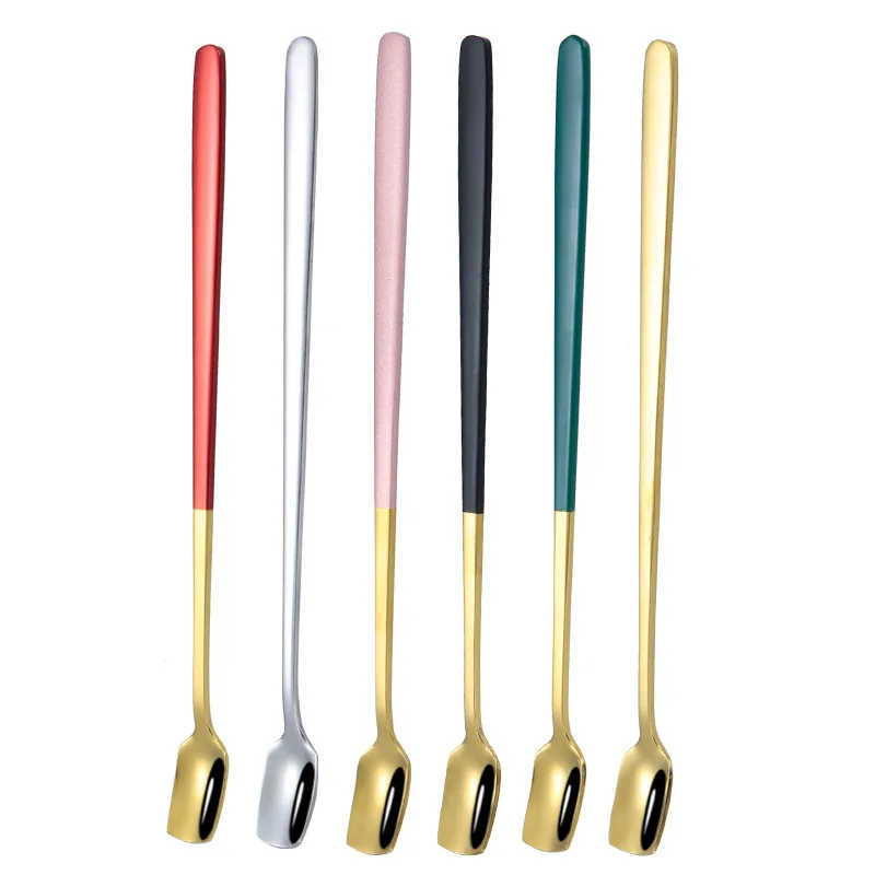 Long handle food-grade color 410 stainless steel ice cream dessert coffee stirring spoon, Multicolor
Long handle food-grade color 410 stainless steel ice cream dessert coffee stirring spoon, Multicolor