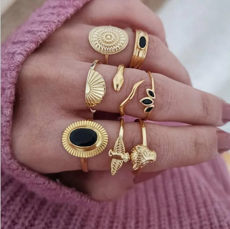 Luxury Pearl Rhinestone Flowers Snake Tiger Head Ring Sets for Women Trendy Leaf Wave Geometric Wave Boho Jewelry Accessories
Luxury Pearl Rhinestone Flowers Snake Tiger Head Ring Sets for Women Trendy Leaf Wave Geometric Wave Boho Jewelry Accessories