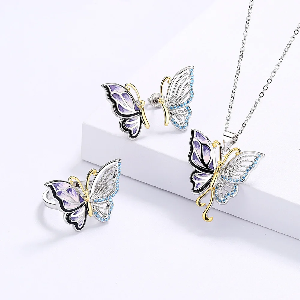 Hollow Colorful Enamel Butterfly Bracelet Necklace Ring Set Retro palace gold oil painting butterfly three piece set
Hollow Colorful Enamel Butterfly Bracelet Necklace Ring Set Retro palace gold oil painting butterfly three piece set