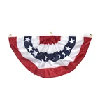 High Quality Textile 100D American 90*180CM Garden Bunting Usa Pleated Fan Banner Flags For Decoration
