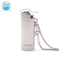 

AMBUSH Isqueiro Fashion Items Custom Metal Logo Lighter Case Cover with Pendant Necklace Chains Sleeve