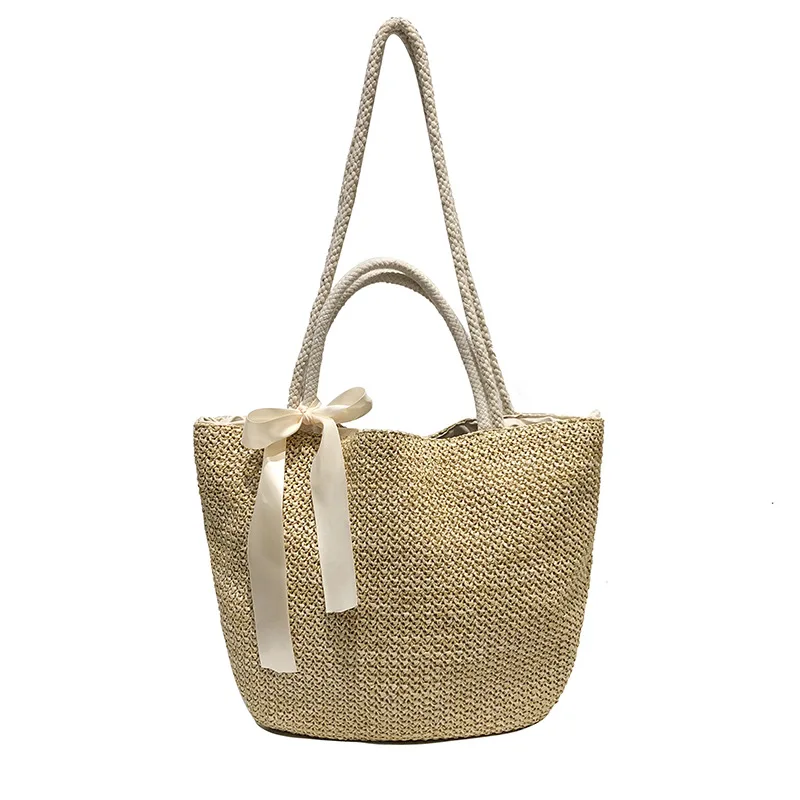 Ribbon Bowknot Straw Bag Leisure Beach Beach Bag Woven One-shoulder Contrasting Color Female Bag
Ribbon Bowknot Straw Bag Leisure Beach Beach Bag Woven One-shoulder Contrasting Color Female Bag