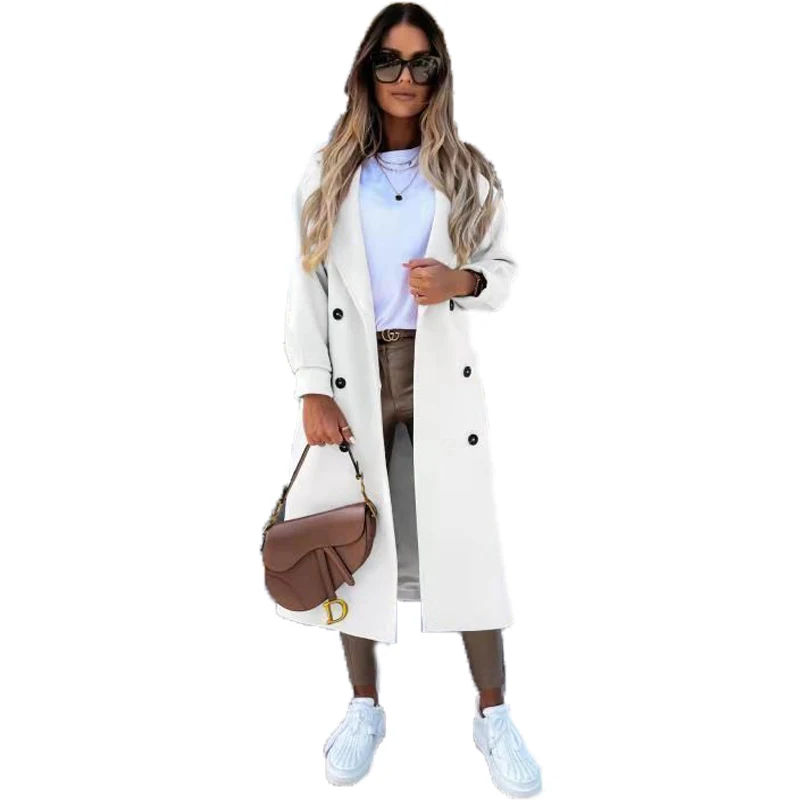 2021 autumn winter new long sleeve double breasted coat overcoat loose solid color slim fit women's jacket
2021 autumn winter new long sleeve double breasted coat overcoat loose solid color slim fit women's jacket