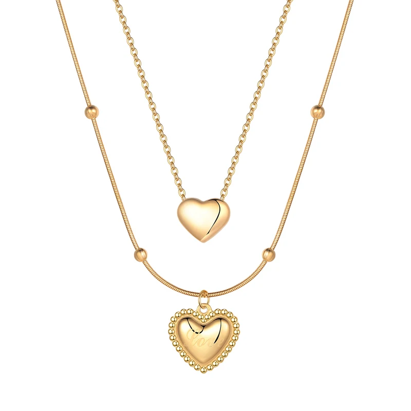 Wholesale Two Layers Love Heart Pendant Stainless Steel Ball Chain necklaces For valentine's Day Gift Jewelry
Wholesale Two Layers Love Heart Pendant Stainless Steel Ball Chain necklaces For valentine's Day Gift Jewelry