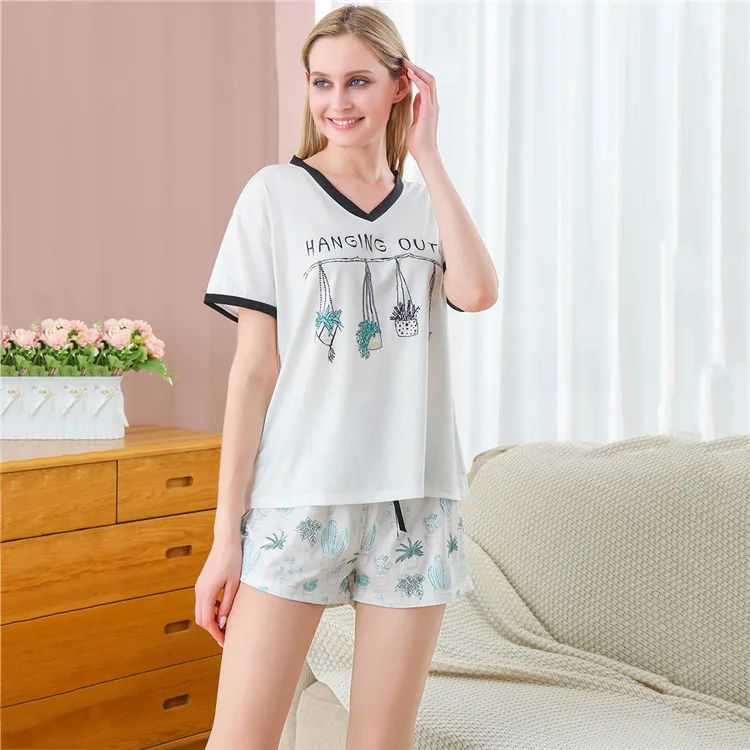 Custom Cactus Print Tee Nightwear Round Neck Shorts Pajama Set Sleepwear, Customized color
Custom Cactus Print Tee Nightwear Round Neck Shorts Pajama Set Sleepwear, Customized color