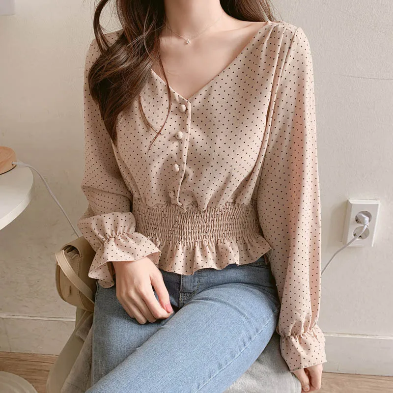 cs207 Korean Fashion Dot Print V Neck Button up Elastic Waist Long Sleeve Blouse Women Shirts Blusas Clothing
cs207 Korean Fashion Dot Print V Neck Button up Elastic Waist Long Sleeve Blouse Women Shirts Blusas Clothing