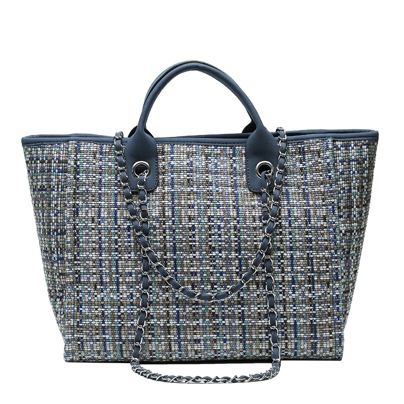 New simple long chain handbag Fashion shoulder bag Large Capacity tweed Tote Bag for women, Customized
New simple long chain handbag Fashion shoulder bag Large Capacity tweed Tote Bag for women, Customized