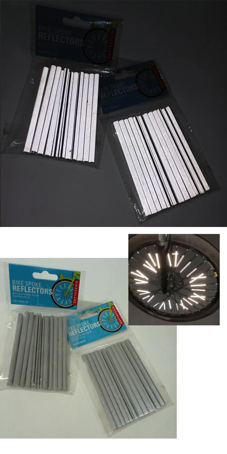hi vis silver orange motorcycle bicycle bike wheel reflector reflective spoke sticker for safety warning decoration in the dark