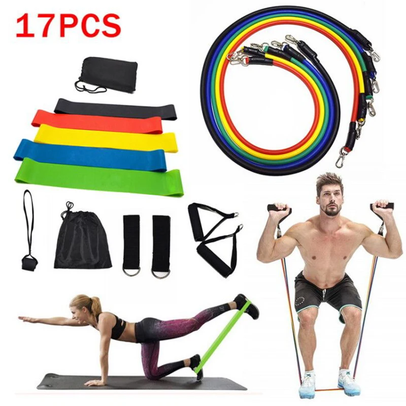 17pcs Resistance Bands Set Expanded Yoga Exercise Fitness Rubber Tubes Band Stretch Training Home Gym Workout Elastic Pull Rope, Green/red/yellow/blue/black
17pcs Resistance Bands Set Expanded Yoga Exercise Fitness Rubber Tubes Band Stretch Training Home Gym Workout Elastic Pull Rope, Green/red/yellow/blue/black
