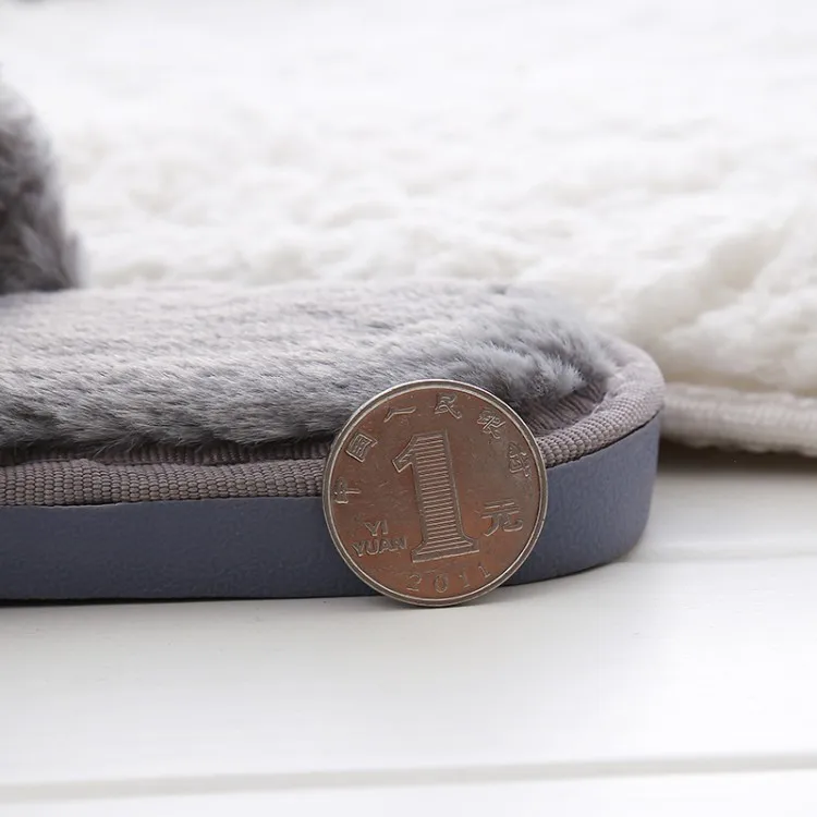 Winter Women Home Slippers with Faux Fur Fashion Warm Shoes Woman Slip on Flats Female Slides