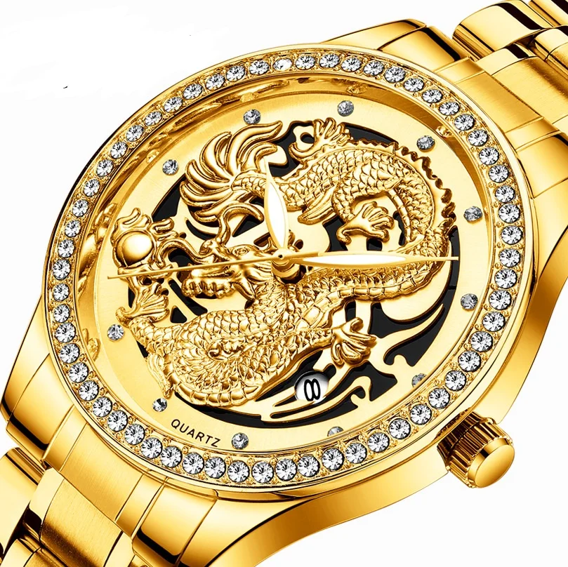 FNGEEN Gold Dragon Design Men's NOT Automatic Mechanical Watch Stainless Steel Business Fashion Waterproof Wrist Quartz Watch, 9-color
FNGEEN Gold Dragon Design Men's NOT Automatic Mechanical Watch Stainless Steel Business Fashion Waterproof Wrist Quartz Watch, 9-color