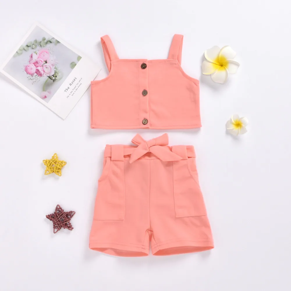 Summer Children's Suit Girl Ruffle Vest Solid Shorts Two Piece Set Infant Toddler Outfits Baby Girl Clothes, As picture
Summer Children's Suit Girl Ruffle Vest Solid Shorts Two Piece Set Infant Toddler Outfits Baby Girl Clothes, As picture