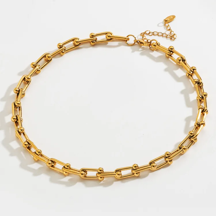 New Fashion Jewelry 18K Gold Plated Chunky U Link Necklace Stainless Steel Waterproof Thick U Shape Link Chain
New Fashion Jewelry 18K Gold Plated Chunky U Link Necklace Stainless Steel Waterproof Thick U Shape Link Chain