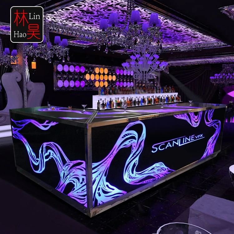 glass bar counter designs, home and night club bar counter, led bar counter for sale