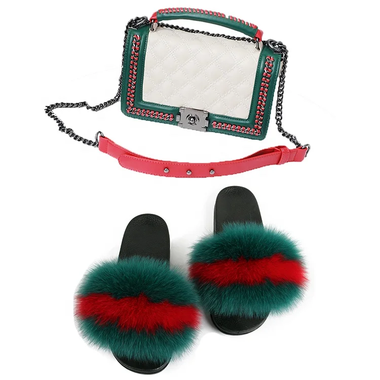 Wholesale Fashion Soft Flat Real Fox Fur Slides Slippers And Cross-body Jelly Bag Matching Set For Women, Black, red, green,pink, multicolor, ect
Wholesale Fashion Soft Flat Real Fox Fur Slides Slippers And Cross-body Jelly Bag Matching Set For Women, Black, red, green,pink, multicolor, ect
