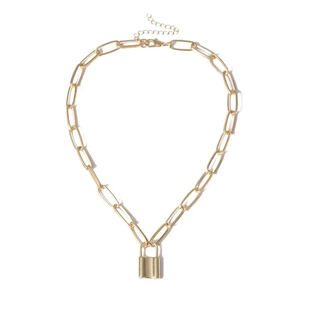 2022 Punk Jewelry Gold Silver Choker Lock Necklace Link Chain Key Padlock Pendant Necklace For Women
2022 Punk Jewelry Gold Silver Choker Lock Necklace Link Chain Key Padlock Pendant Necklace For Women