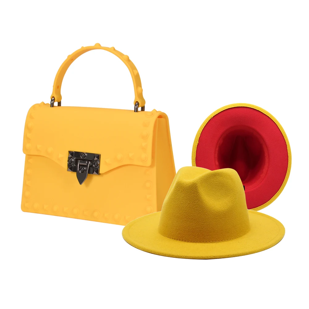 In stock jelly purses bulk and fedora hat set ladies elegant hat and jelly rivet purse set jelly handbags set
In stock jelly purses bulk and fedora hat set ladies elegant hat and jelly rivet purse set jelly handbags set