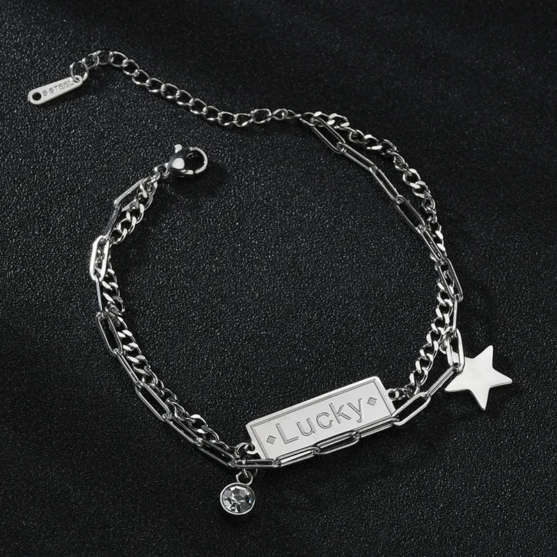 Double Layer Lucky Star Stainless Steel Ladies Bracelet Hip Hop Personality Silver Color Bracelet for Women Jewelry (KSS279), Same as the picture
Double Layer Lucky Star Stainless Steel Ladies Bracelet Hip Hop Personality Silver Color Bracelet for Women Jewelry (KSS279), Same as the picture