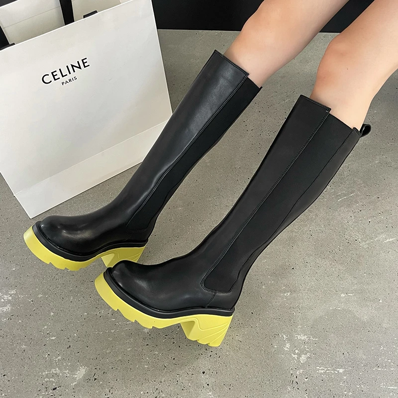 Colour block brand design chunky heel women shoes pull on elastic band patchwork detail penny knee high boots for lady
Colour block brand design chunky heel women shoes pull on elastic band patchwork detail penny knee high boots for lady