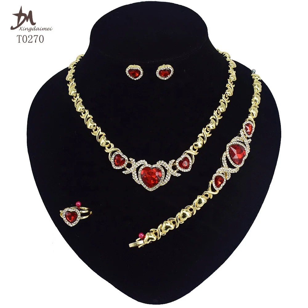 T0270 Free shipping New Design High Quality 18K gold plated Mother's Day gift big heart red gem jewelry set
T0270 Free shipping New Design High Quality 18K gold plated Mother's Day gift big heart red gem jewelry set