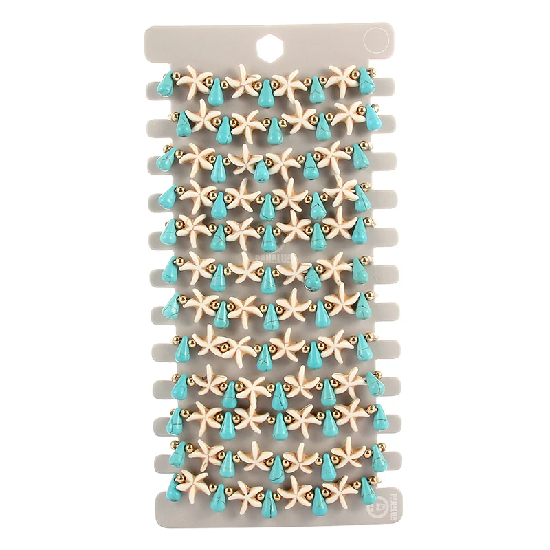 Bohemian teardrop-shaped blue pine stone white starfish woven rope bracelet adjustable jewelry for women and children, Picture
Bohemian teardrop-shaped blue pine stone white starfish woven rope bracelet adjustable jewelry for women and children, Picture