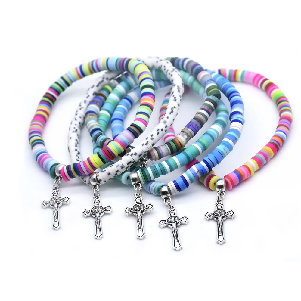 Monogram Bohemian style handmade soft clay bracelet Boho colorful Christ cross soft clay colorful Christ cross
Monogram Bohemian style handmade soft clay bracelet Boho colorful Christ cross soft clay colorful Christ cross