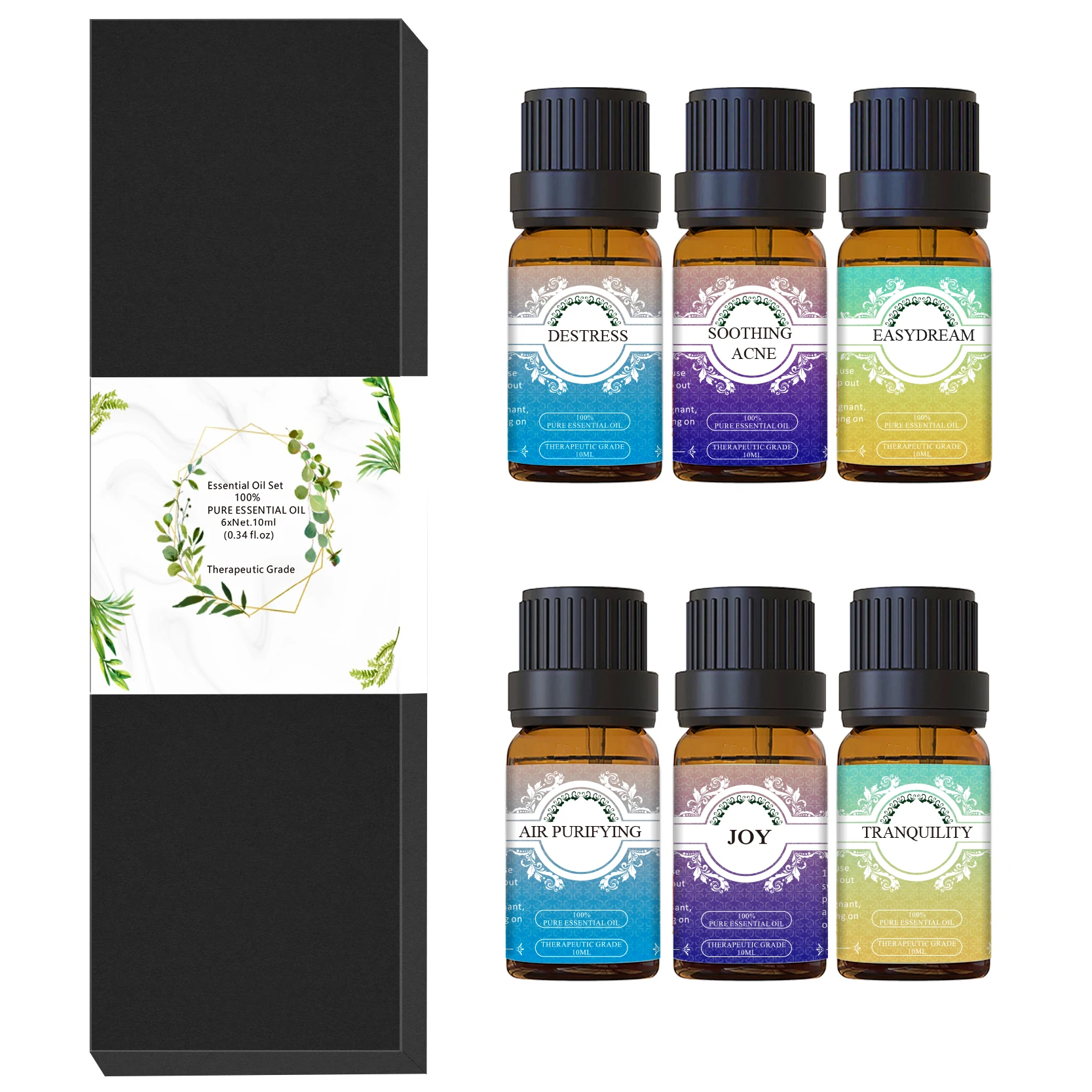 Therapeutic grade diffuser Private label box custom aromatherapy pure personal care 6 gift packaging essential oil gift set
Therapeutic grade diffuser Private label box custom aromatherapy pure personal care 6 gift packaging essential oil gift set