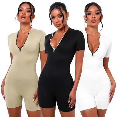 custom new arrivals 2021 fashion summer Short sleeve zipper V neck ladies jumpsuit women backless bodysuit
custom new arrivals 2021 fashion summer Short sleeve zipper V neck ladies jumpsuit women backless bodysuit