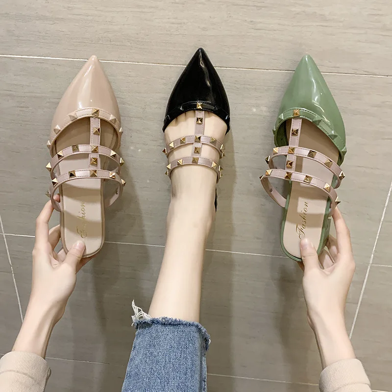 2022 New Fashion Women Shoes Pointed Toe Rivet Flat Sandals Summer Slippers, Picture
2022 New Fashion Women Shoes Pointed Toe Rivet Flat Sandals Summer Slippers, Picture