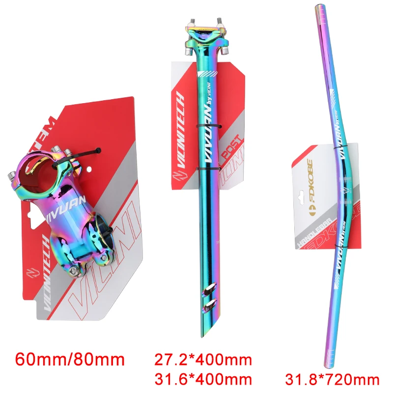MTB bicycle handlebar set 700mm*31.8mm Colorful bicycle seatpost 27.2/31.6*400mm aluminum alloy 7 degree 60mm 80mm bicycle stem
MTB bicycle handlebar set 700mm*31.8mm Colorful bicycle seatpost 27.2/31.6*400mm aluminum alloy 7 degree 60mm 80mm bicycle stem