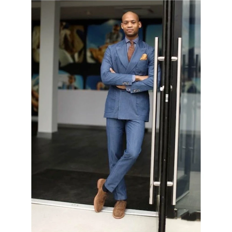 High Quality Blue Denim Men Suits 2 Pieces costume pour homme BlazersTuxedos Terno Masculino men's suits(Jacket+Pants), Custom made
High Quality Blue Denim Men Suits 2 Pieces costume pour homme BlazersTuxedos Terno Masculino men's suits(Jacket+Pants), Custom made