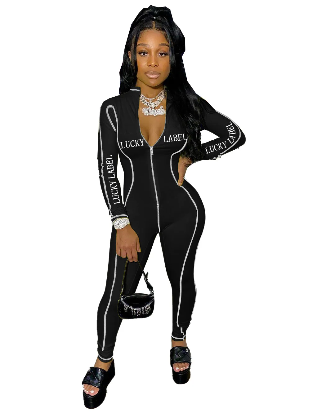 L410 Woman's Fashion Clothing Lucky Label Onesie Breathable Contrast Stripe Sides Spring Jumpsuits
L410 Woman's Fashion Clothing Lucky Label Onesie Breathable Contrast Stripe Sides Spring Jumpsuits