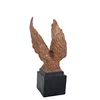 Home table top decoration artificial polyresin 17.3 inch height gold large angel wings on base