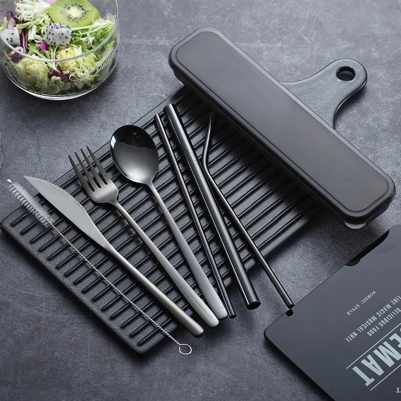 hot selling Travel 304 Stainless Steel Cutlery knife Fork Spoon set Baba Straws Portable Flatware 9PCS Sets, Silver, gold, black,rose gold,rainbow
hot selling Travel 304 Stainless Steel Cutlery knife Fork Spoon set Baba Straws Portable Flatware 9PCS Sets, Silver, gold, black,rose gold,rainbow