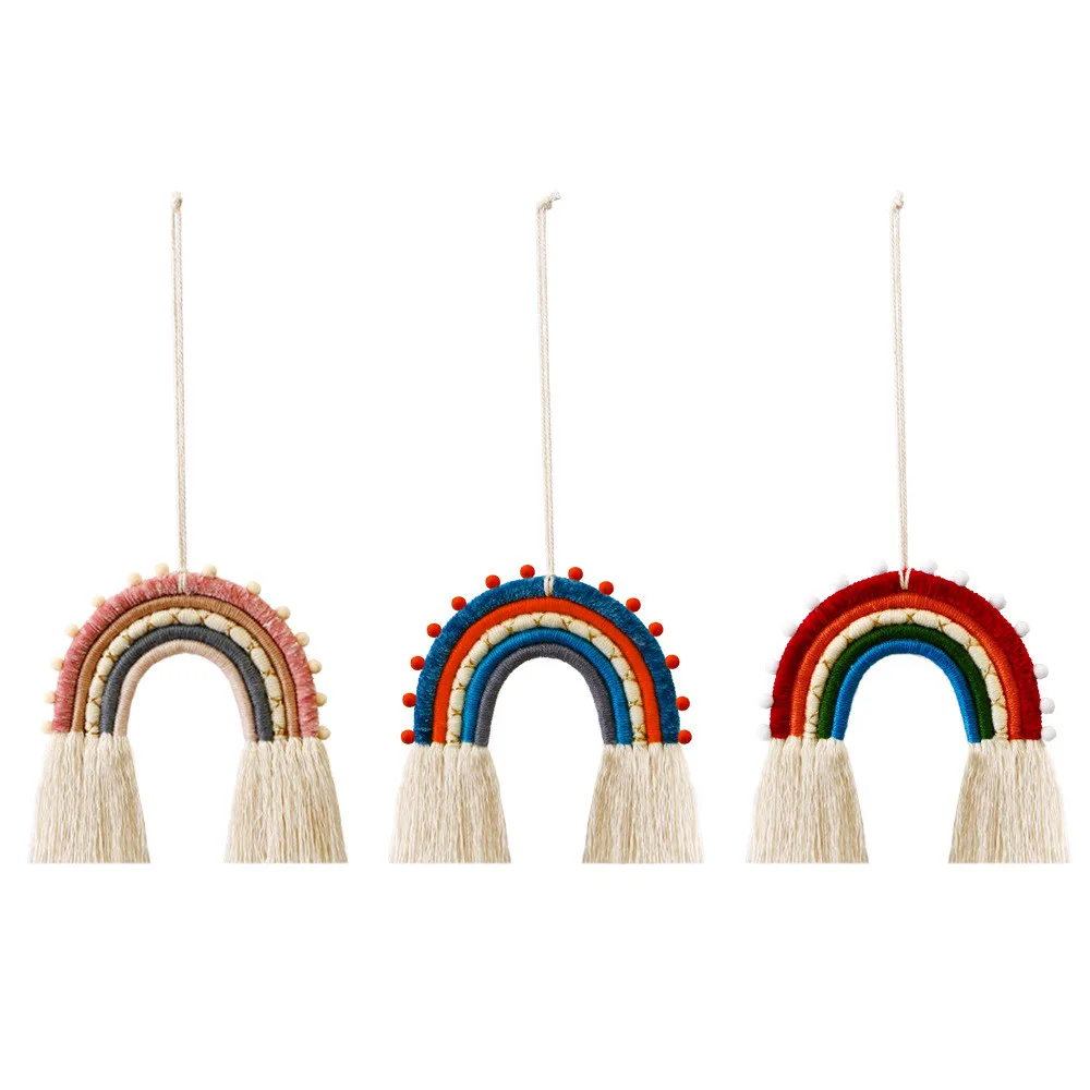 2021 New arrival fashion baby bed room decorations handcrafted macrame pompom rainbow wall hanging, Picture
2021 New arrival fashion baby bed room decorations handcrafted macrame pompom rainbow wall hanging, Picture