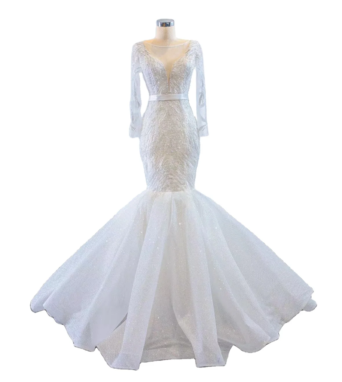 Mermaid bridal dress new design Bead glitter lace wedding dress long sleeves wedding dress, Custom made
Mermaid bridal dress new design Bead glitter lace wedding dress long sleeves wedding dress, Custom made