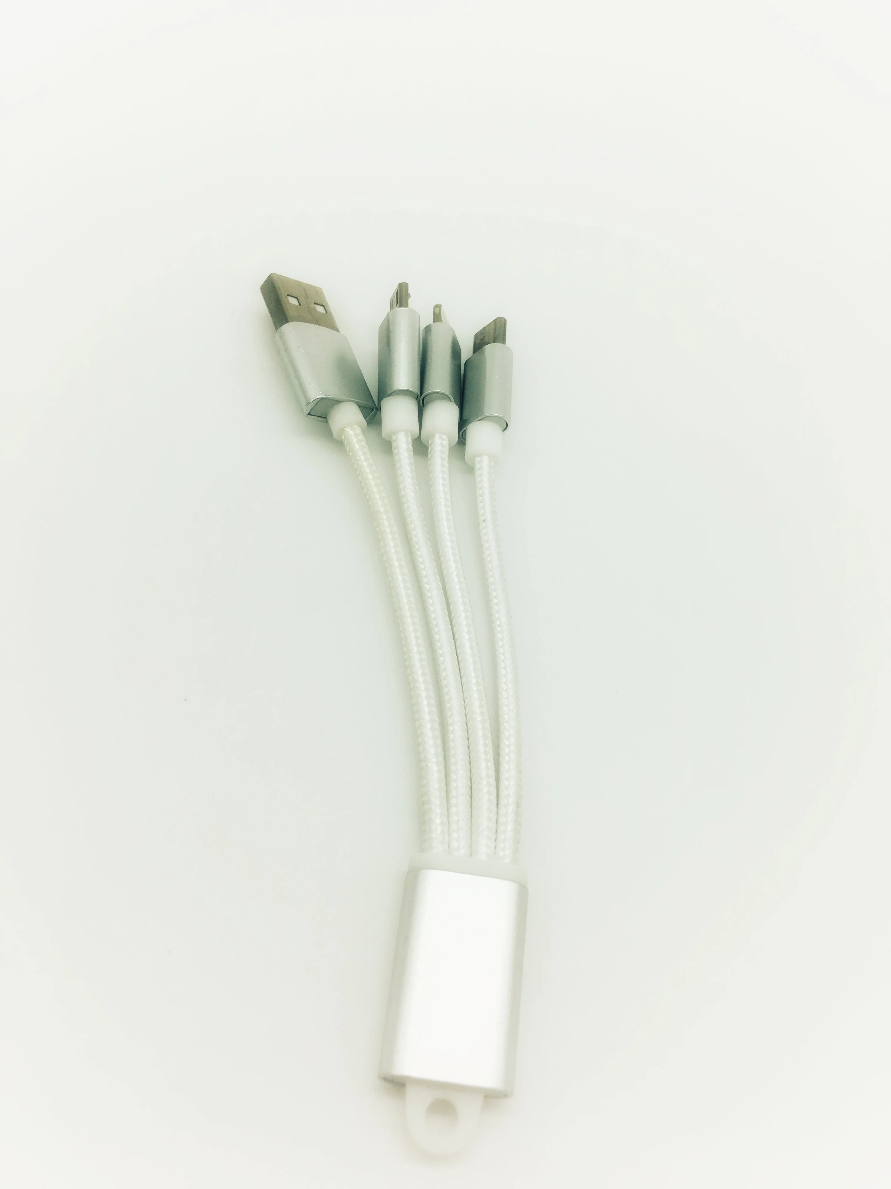 20 CM Portable Keychain USB charging cable 2.0A with 4 connectors 8pin micro type c USB2.0 - ANKUX.COM