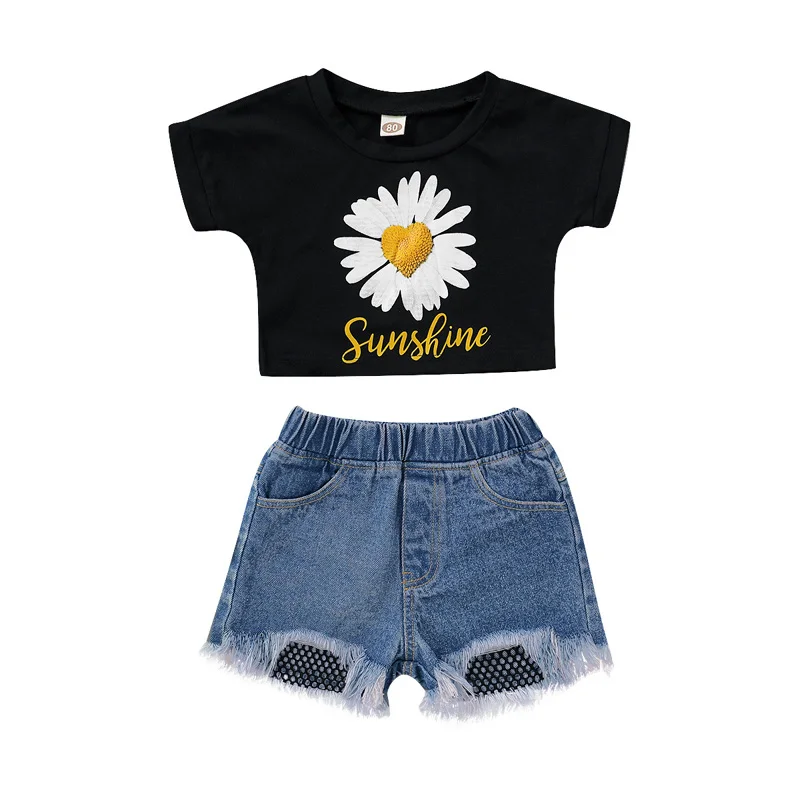 Toddler Girls Cotton Floral T-shirt Denim Shorts Clothes Summer Clothing Sets Infant Baby Girls Outfit, As picture show
Toddler Girls Cotton Floral T-shirt Denim Shorts Clothes Summer Clothing Sets Infant Baby Girls Outfit, As picture show