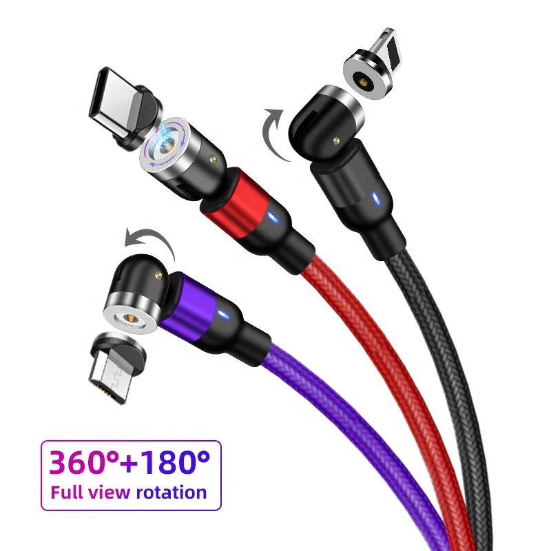 Wholesale 3 in 1 Magnetic USB Cable 540 Degree Rotation Fast Charge Magnet Charging Cable Cord, Red,black ,purple
Wholesale 3 in 1 Magnetic USB Cable 540 Degree Rotation Fast Charge Magnet Charging Cable Cord, Red,black ,purple